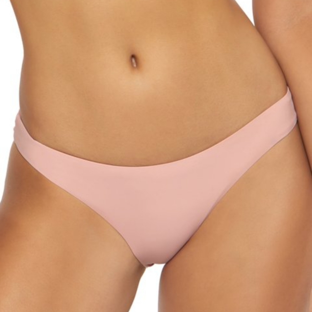 New Pilyq Pink Ruched Bikini Bottom, M